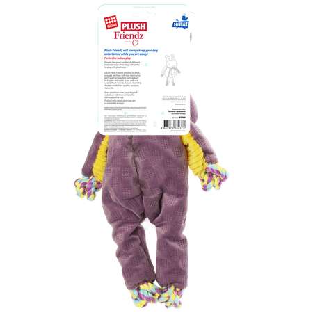 Игрушка для собак GiGwi Plush Friendz Бегемот с веревкой 34см