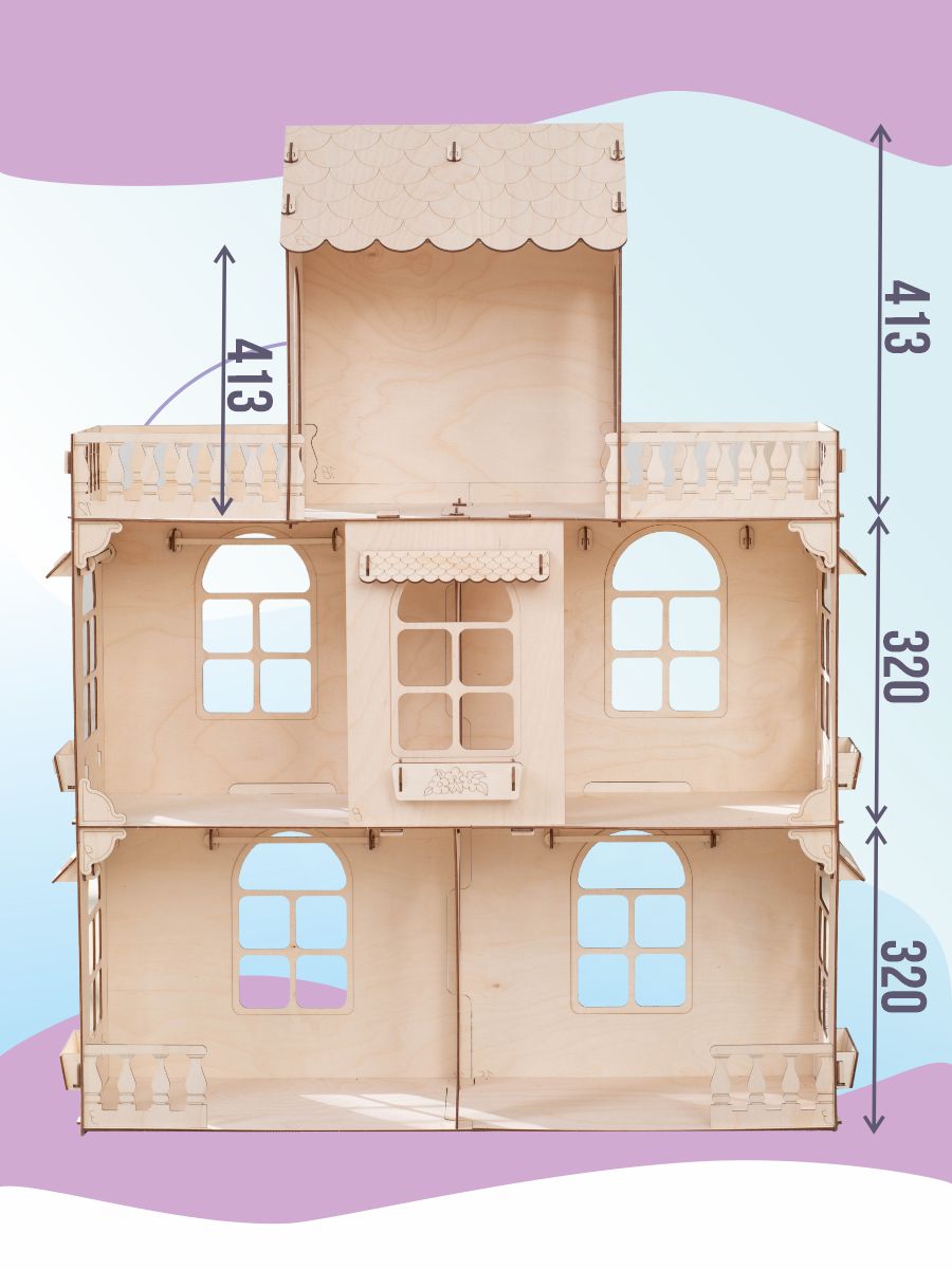 Домик для кукол ViromToys 41.3 см с мебелью ДФ0004 - фото 4