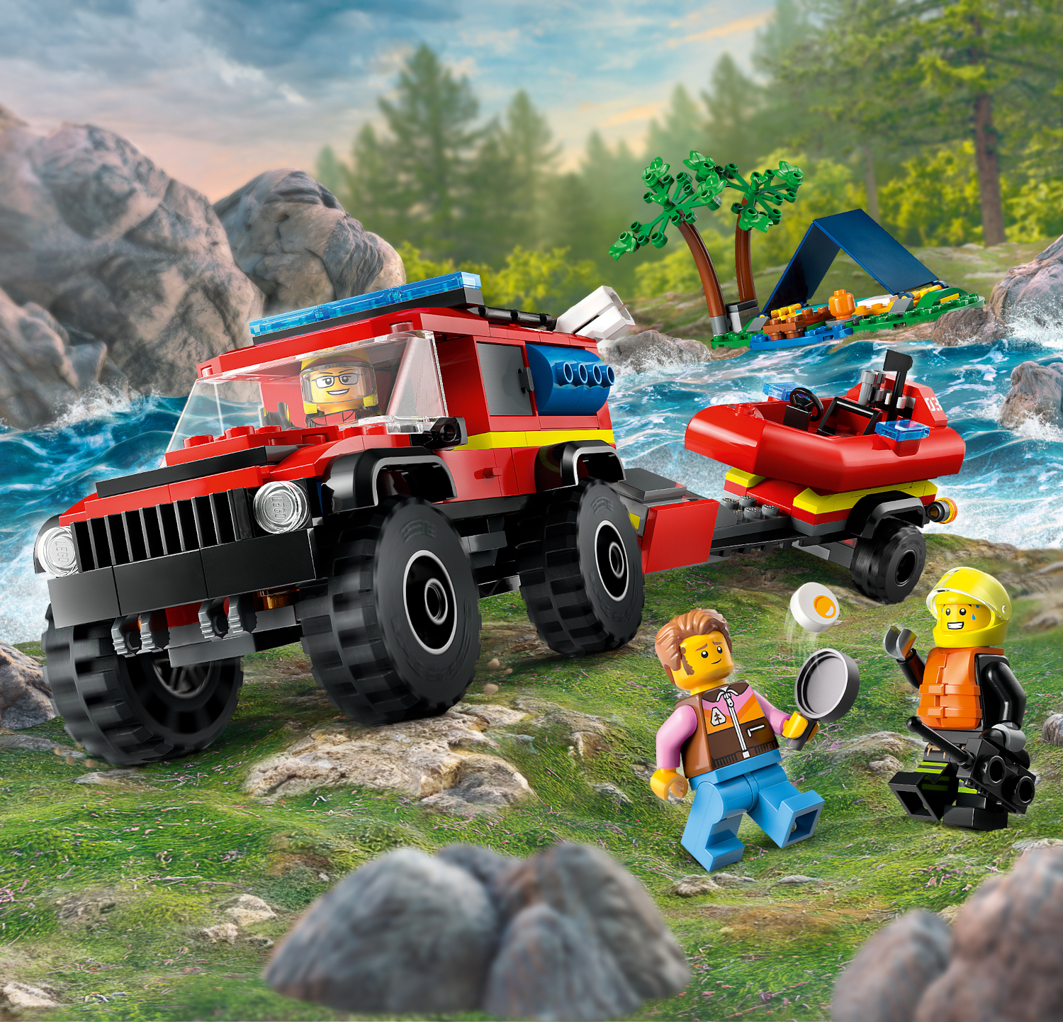Конструктор LEGO City Fire Truck with Rescue Boat блочный - фото 8