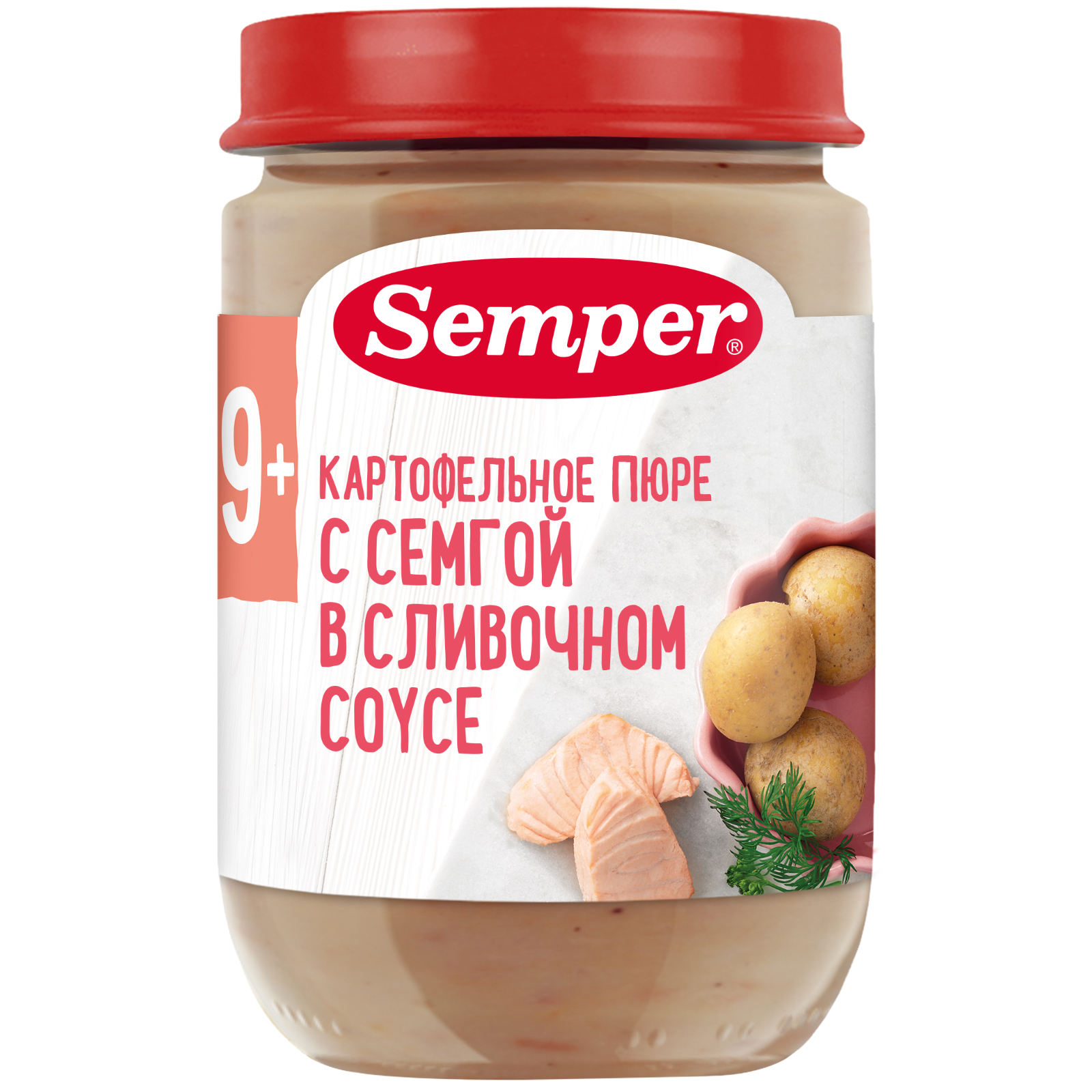 Пюре Semper Картофель-семга-сливочный соус с 9 мес 190 г - фото 1