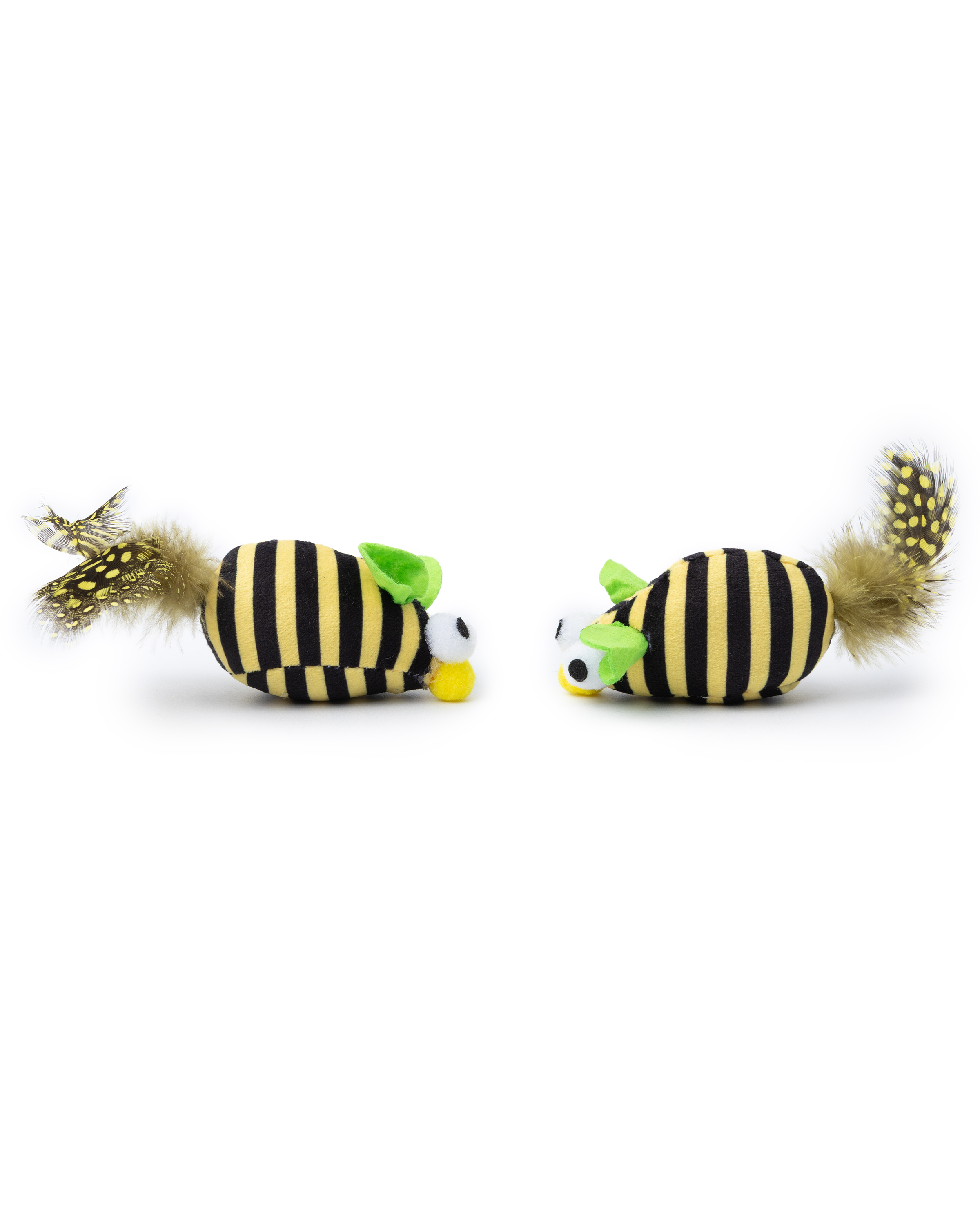 Игрушка для кошек Barbaks Пчёлы Игнат и Порфирий 2 штуки с кошачьей мятой и натуральными перьями 14см - фото 3