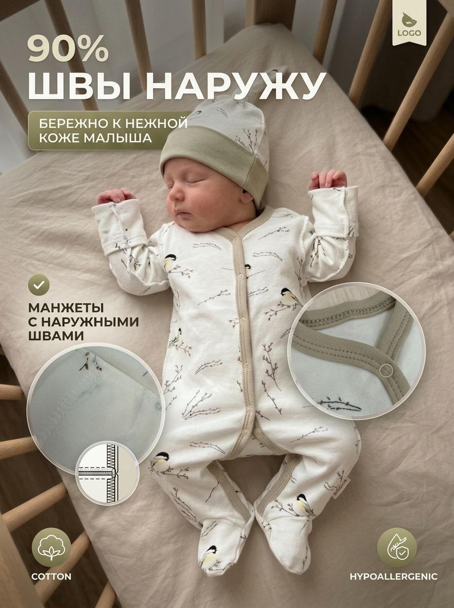 Комбинезон с шапочкой Milkymania 1094синички - фото 5