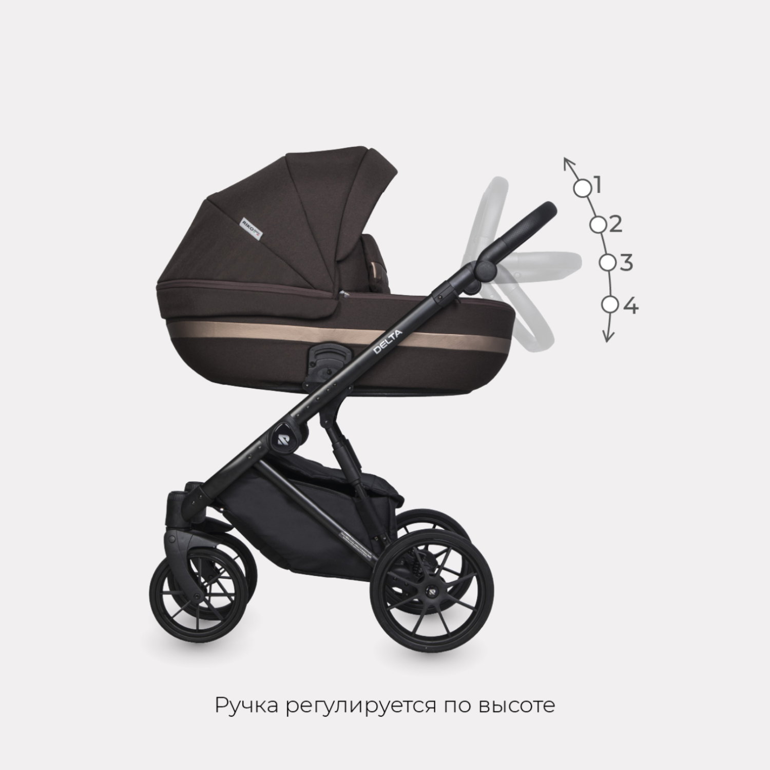 Коляска 2в1 Riko Basic Delta Chocolate - фото 6