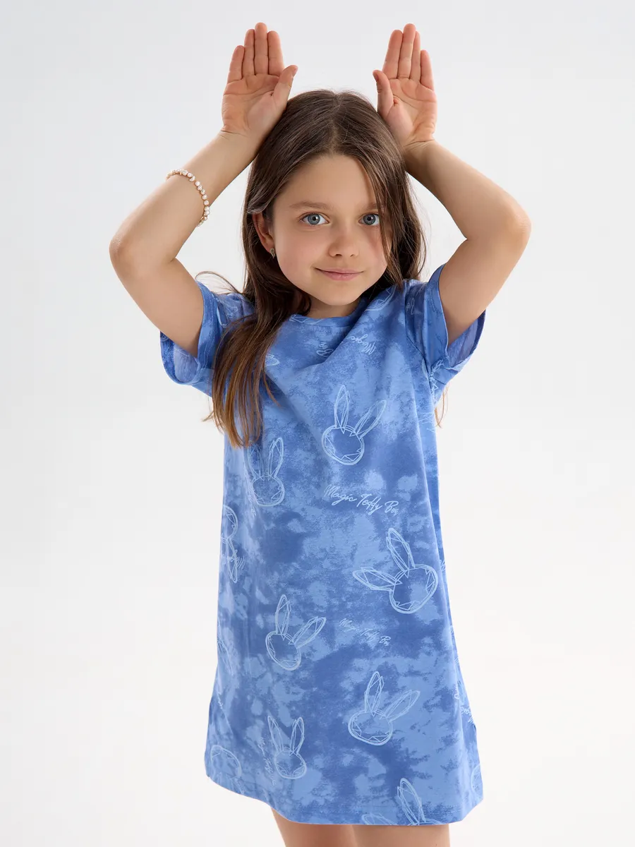 Сорочка ночная YAXX 001--Туника зайка/синий (К) - фото 5