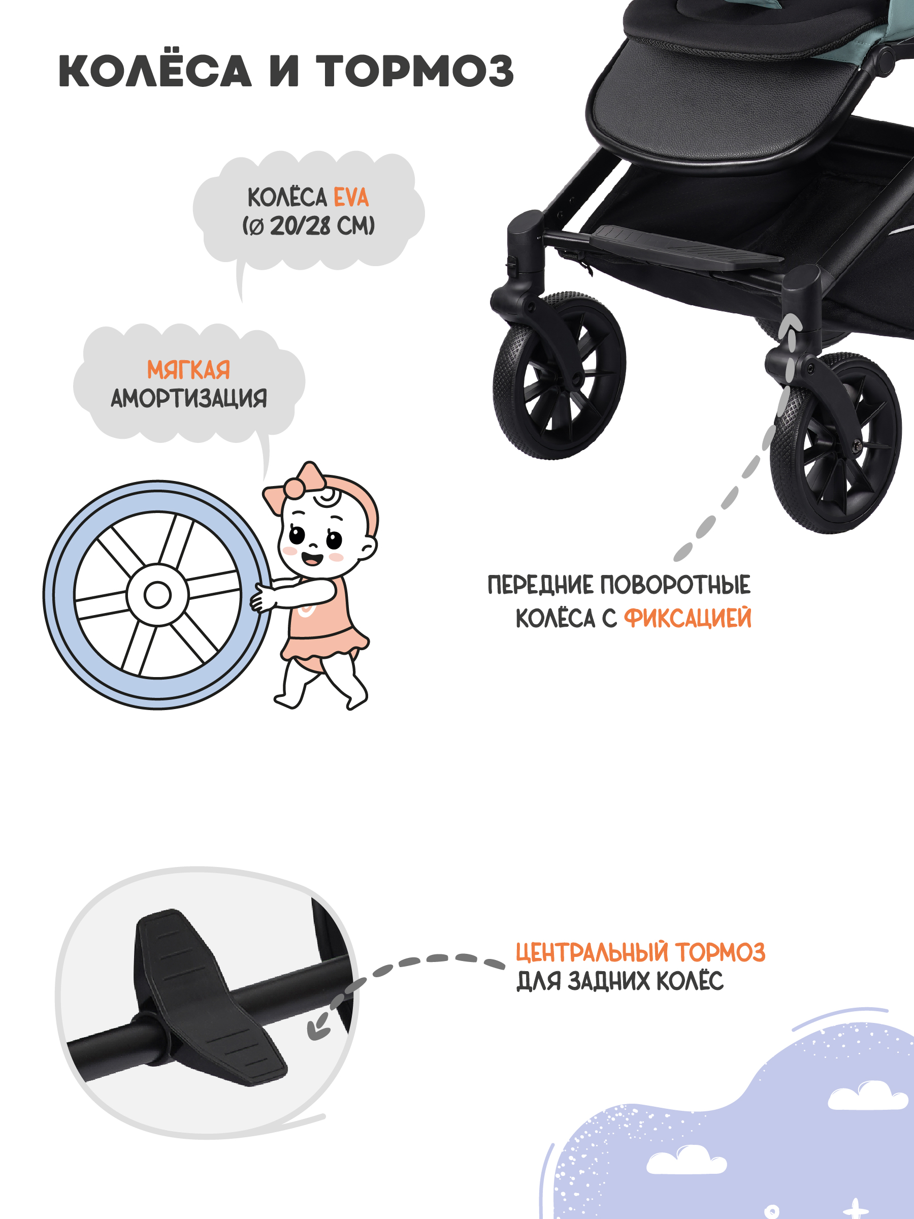 Коляска прогулочная JOVOLA Enigma, зеленый - фото 9