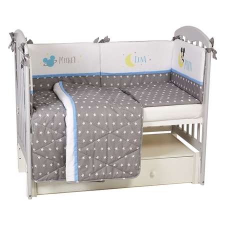 Комплект в кроватку Polini kids Disney Baby Микки Маус 5предметов Серый