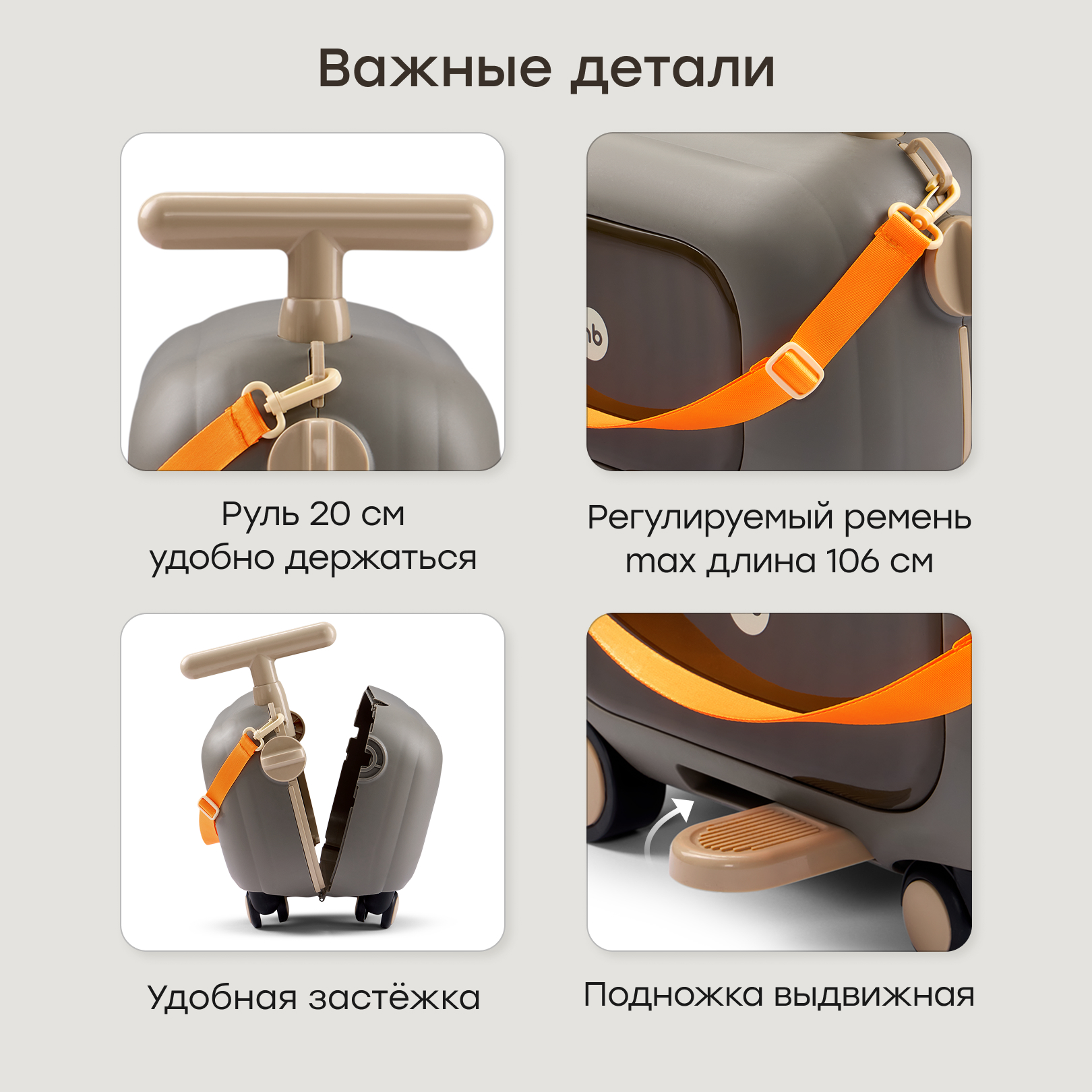 Чемодан Happy Baby travy темно-серый - фото 6