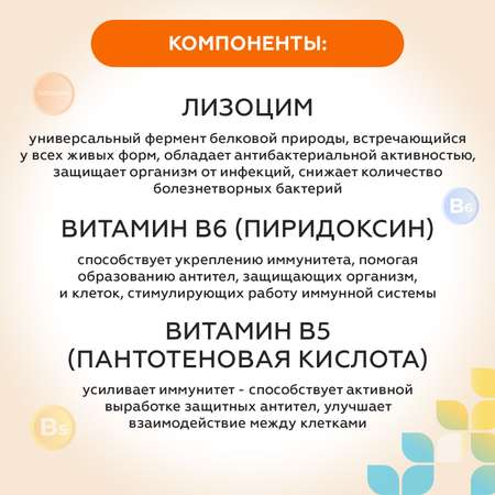Биологически активная добавка Consumed Лизоцим + Пиридоксин для детей таблетки для рассасывания №40
