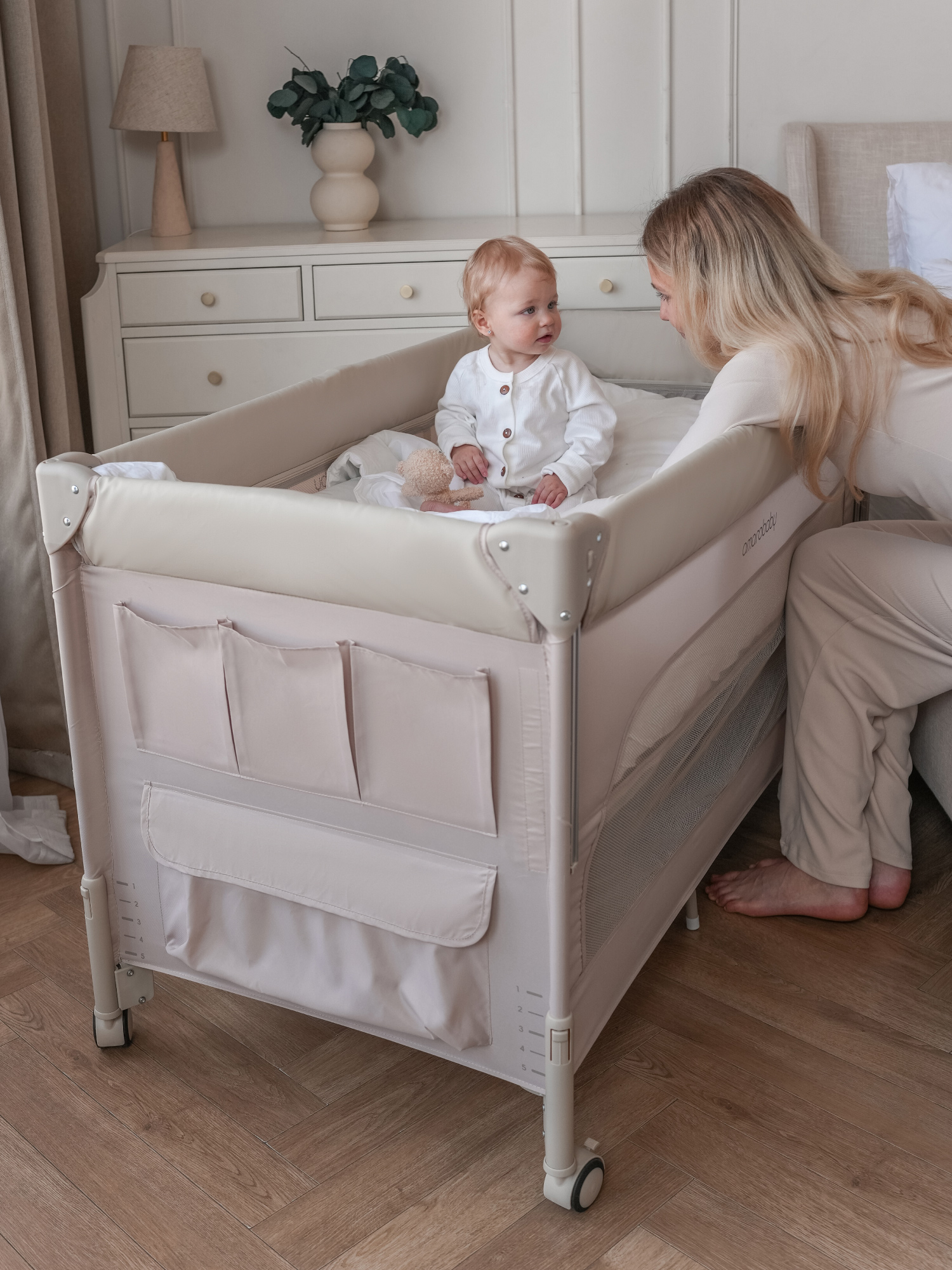 Манеж кровать Amarobaby OASIS коричневый АВ25-26OS/53 - фото 19