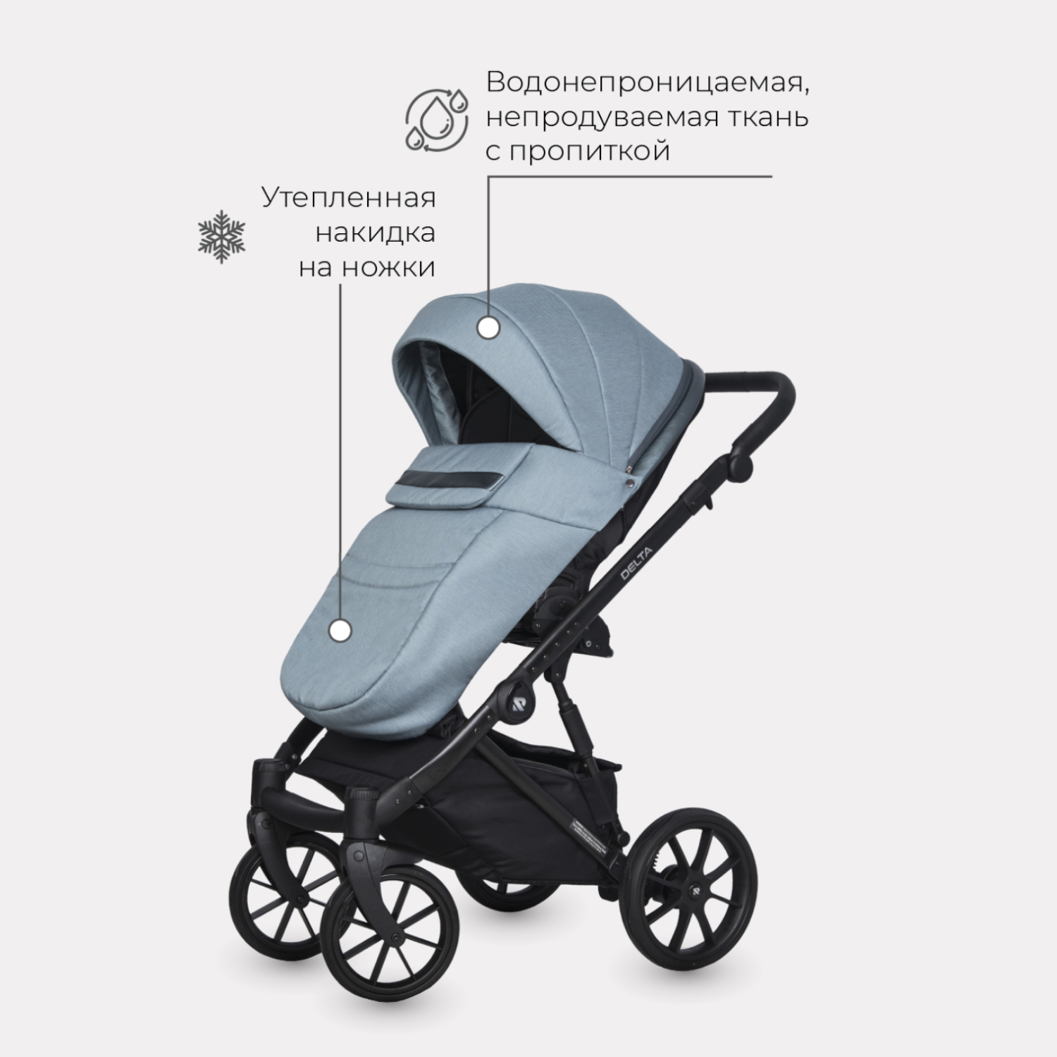 Коляска 2в1 Riko Basic Delta Ocean - фото 4