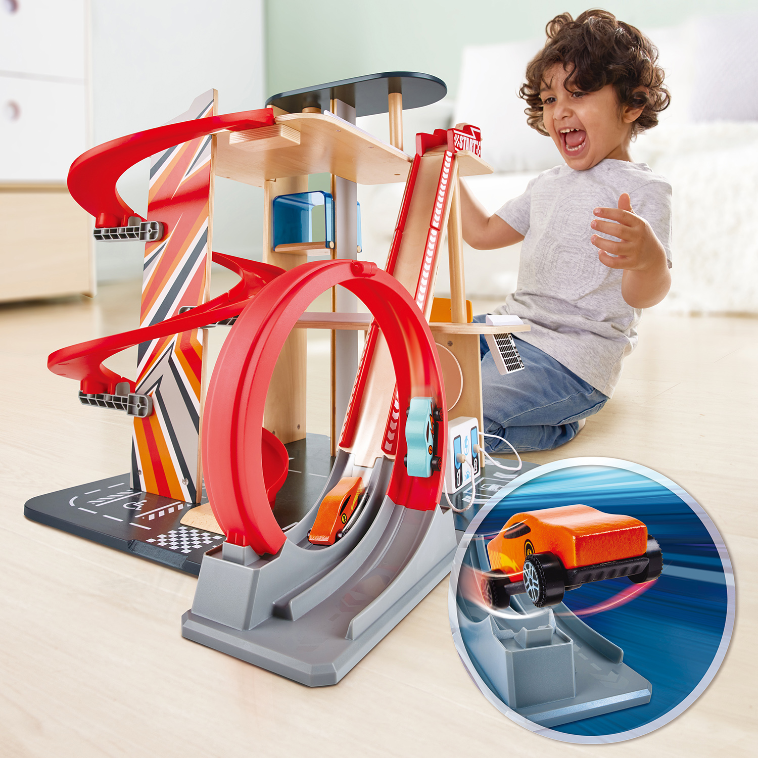 Гараж Hape с лифтом, многоуровневый E3019_HP - фото 2