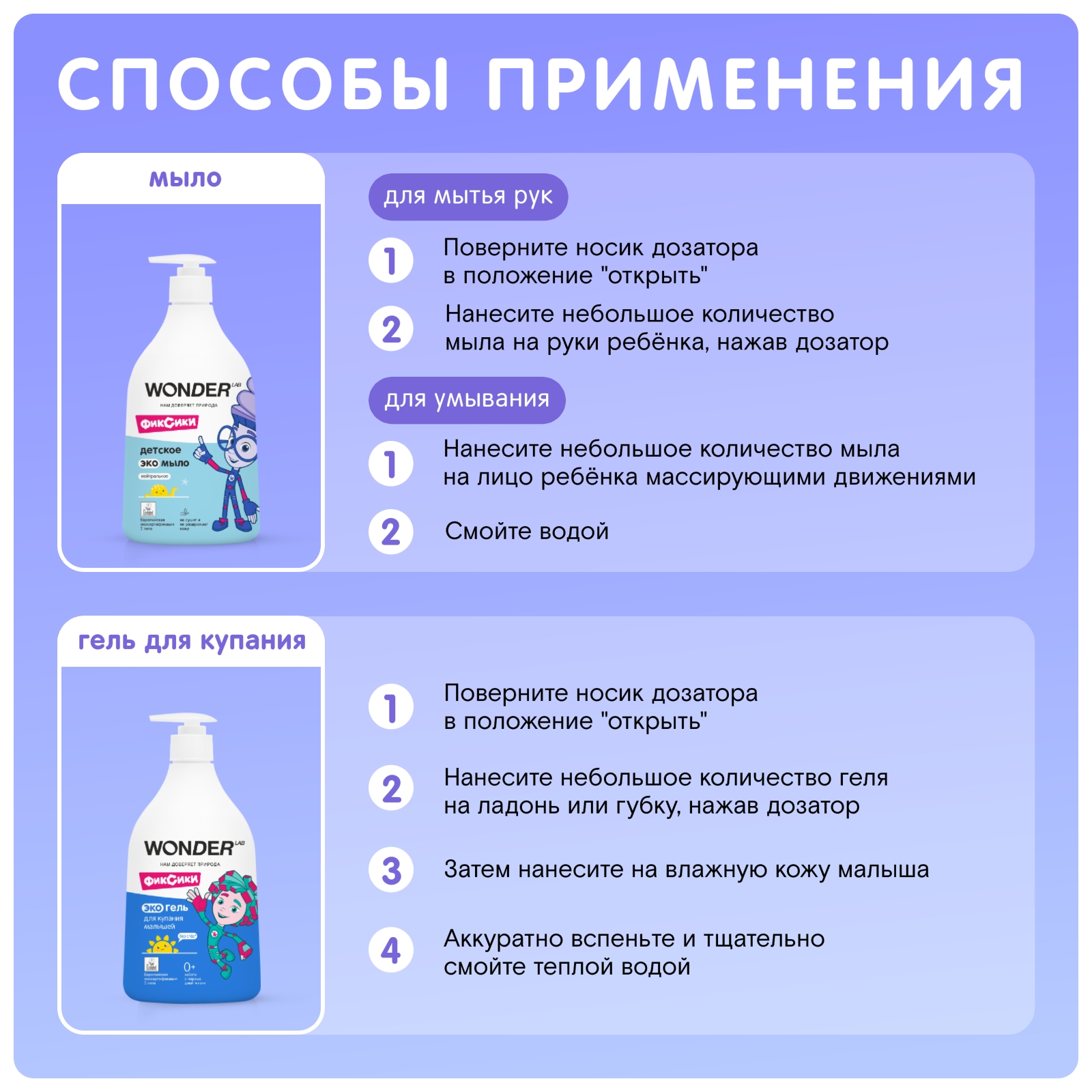 WONDER LAB Набор детские эко средства для малышей: эко гель для купания, эко мыло нейтральное, эко пена для подмывания, эко гель для игрушек - фото 7