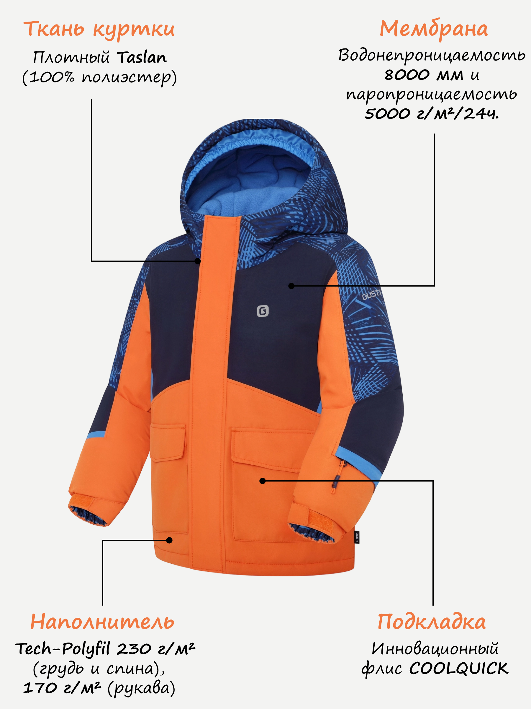 Куртка и полукомбинезон GUSTI GW4BS532-TANGERINE - фото 3