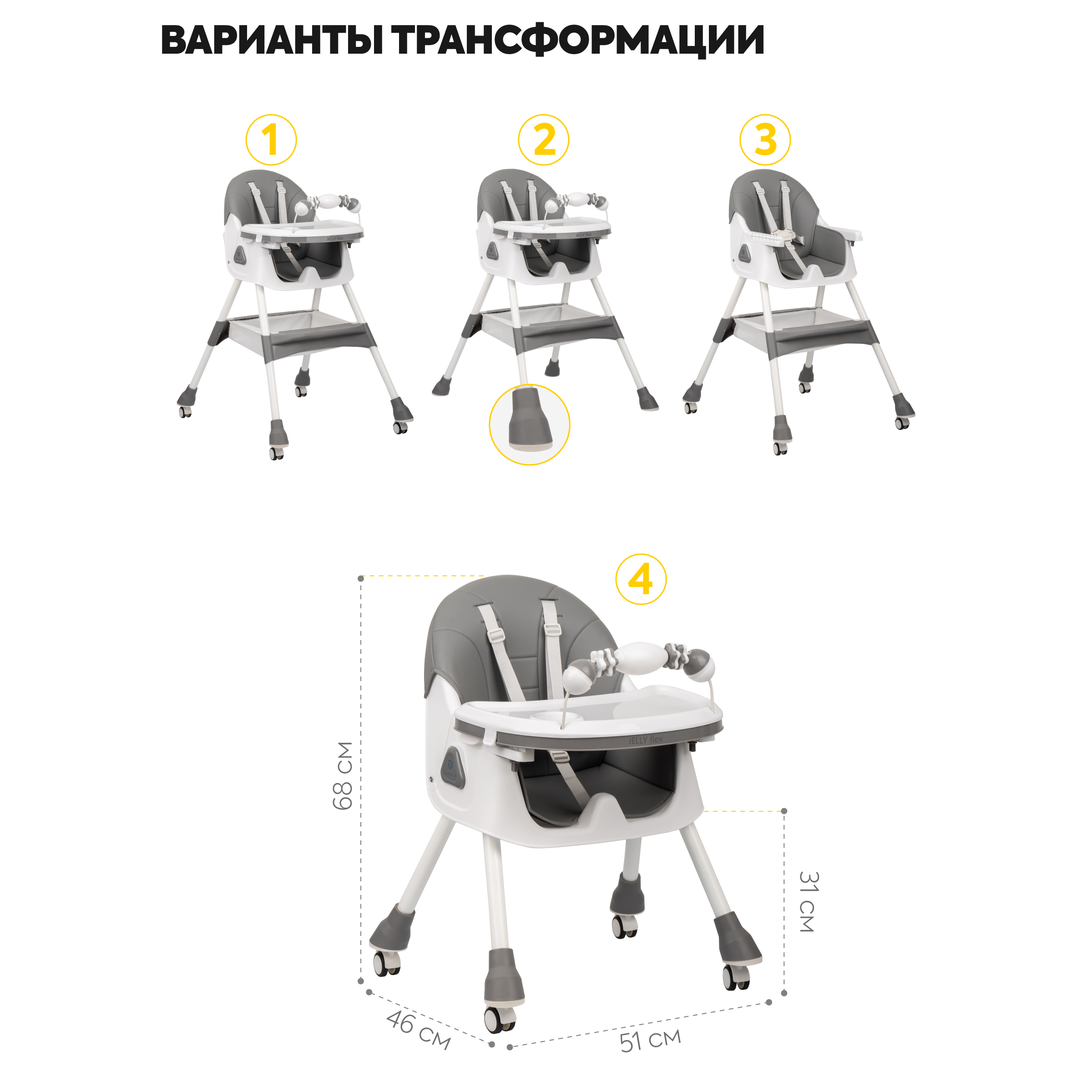 Стульчик для кормления JOVOLA Jelly Flex классический - фото 6
