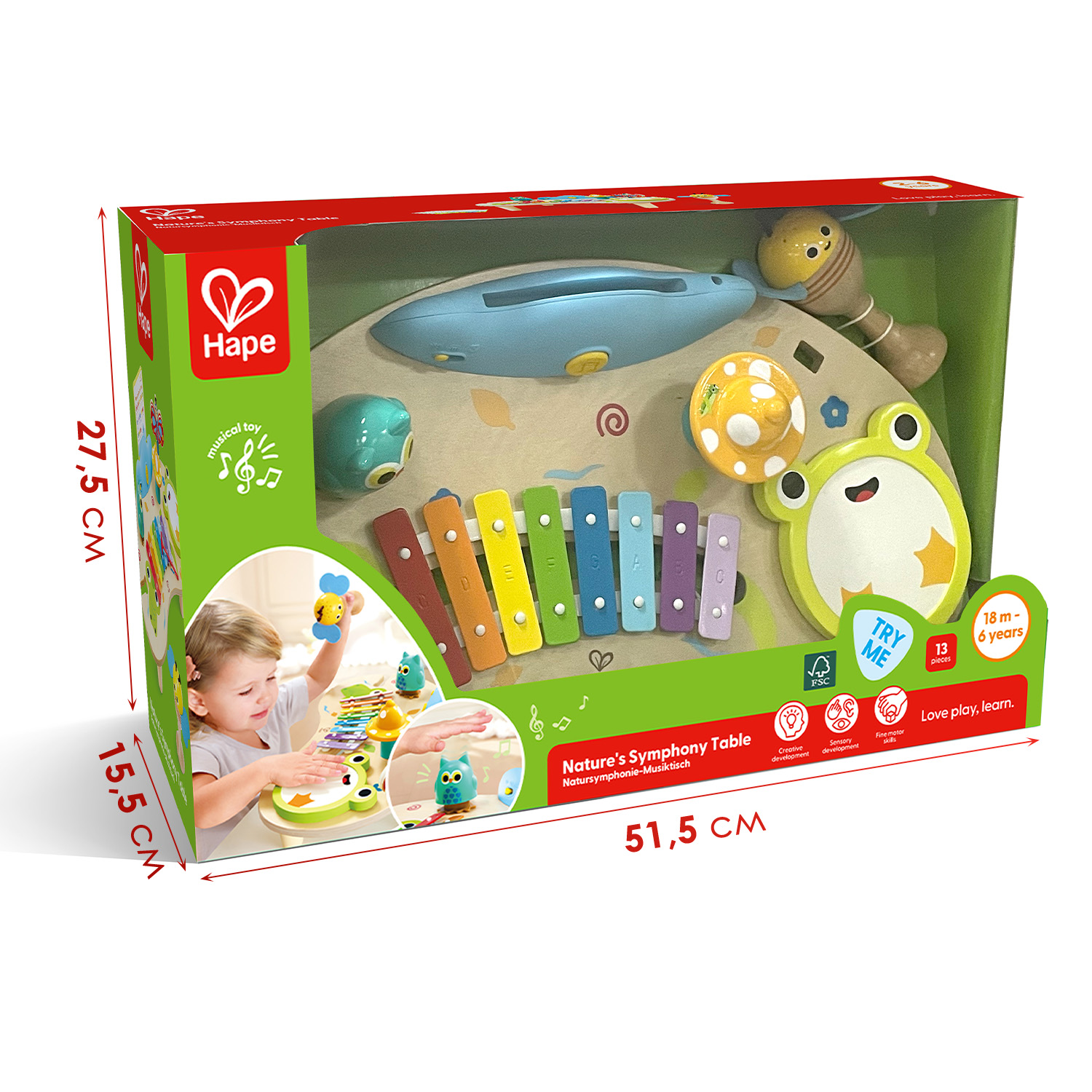 Игрушка музыкальная Hape "Ксилофон" Звуки Природы ксилофон - фото 11