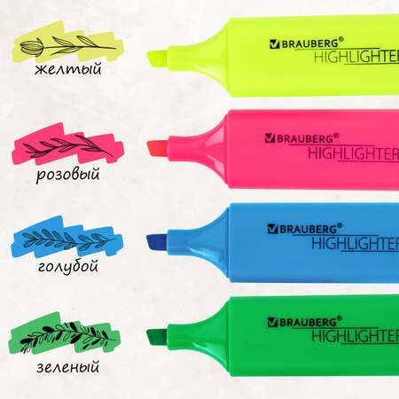 Текстовыделители Brauberg 4 цв.