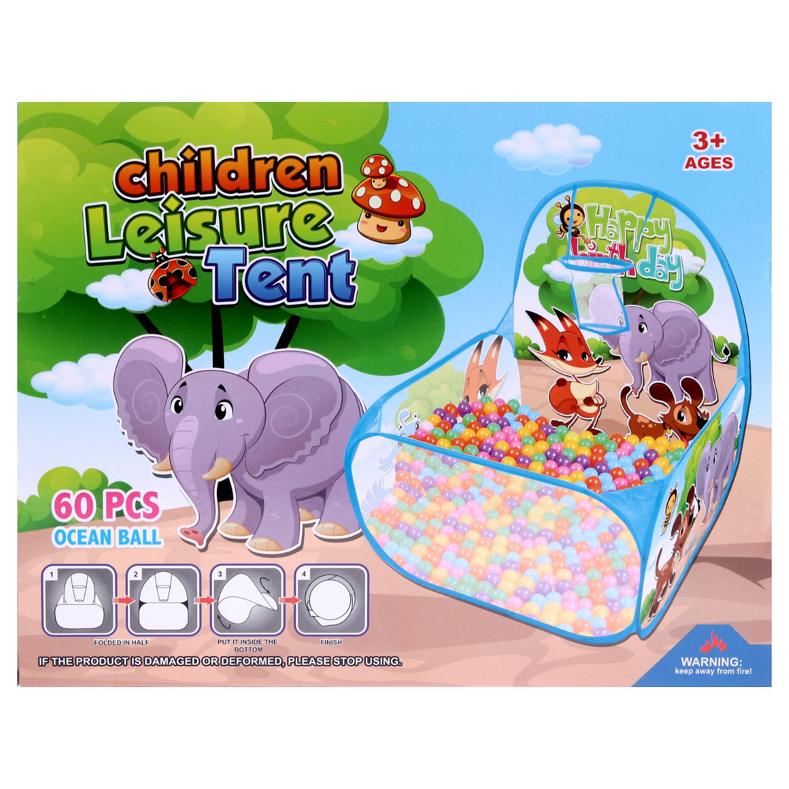 Палатка детская игровая- сухой бассейн Sima-Land «Зверята» без шаров - фото 6