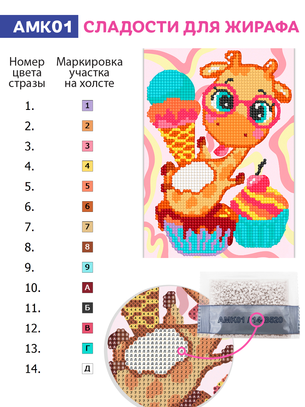 Алмазная мозаика KIKI Сладости для жирафа - фото 4
