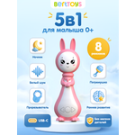 Игрушка BertToys Зайчик няня Грызушка Розовый