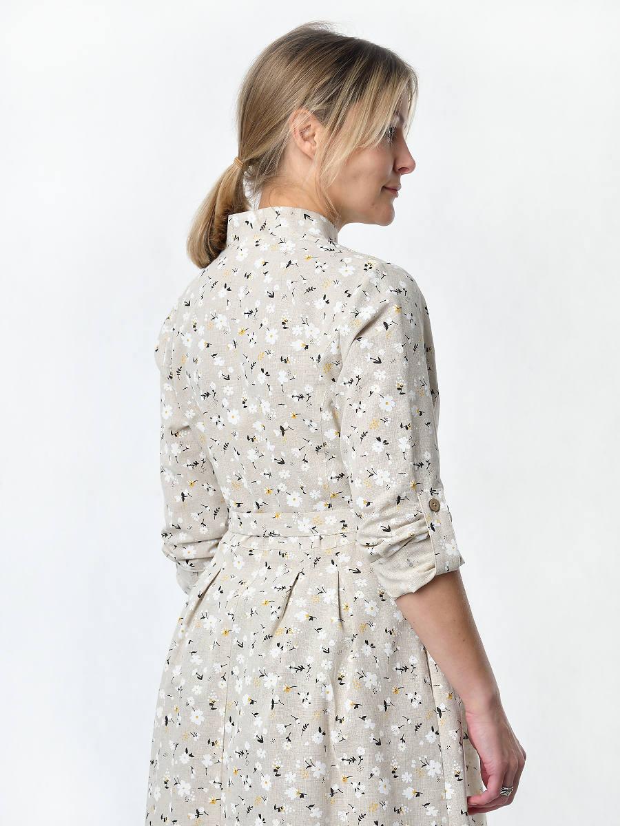 Платье Льняная Горница пл025-02/светло-серый-белый - фото 18