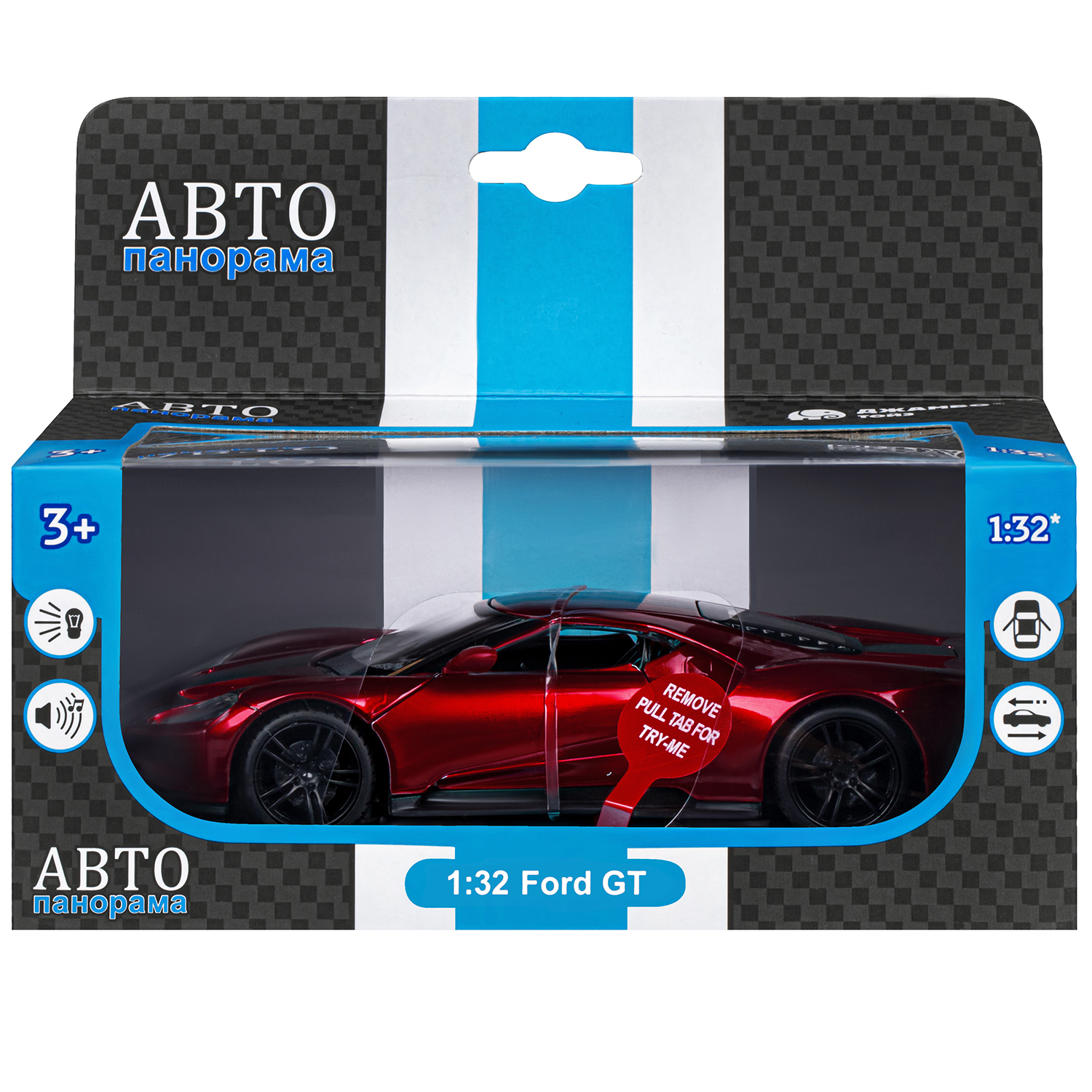 Автомобиль АВТОпанорама Ford GT 1:32 JB1251332 - фото 6
