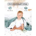 Плед ЛетиПташка зеленый хлопок 95 x 130 см