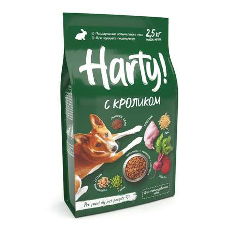 Корм для собак Harty 2,5кг с кроликом для взрослых стерилизованных полнорационный сухой