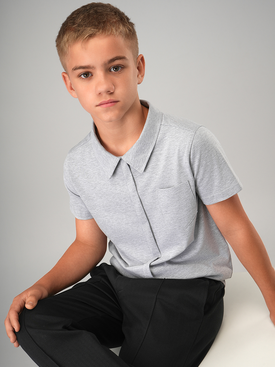 Футболка-поло HappyFox HF55152серыймеланж - фото 6