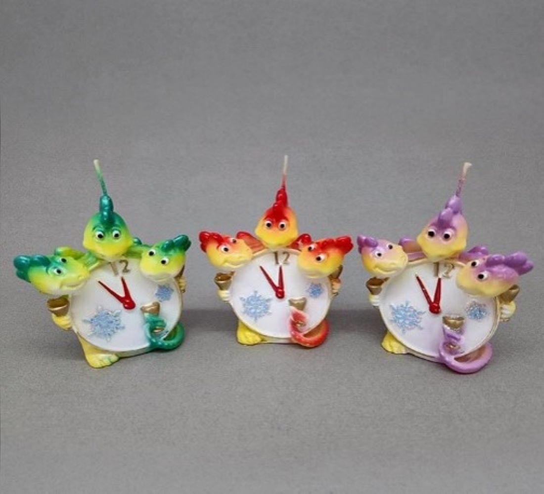 Свеча Будильник новогодний –24 (75х60х95 вес 75 гр) - фото 1