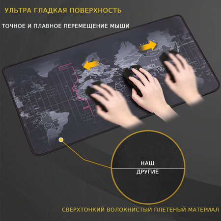 Коврик для мыши oqqi и клавиатуры компьютерный игровой большой антискользящий на стол