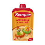 Пюре Semper Каша-груша-абрикос пауч с 6 мес 120 г
