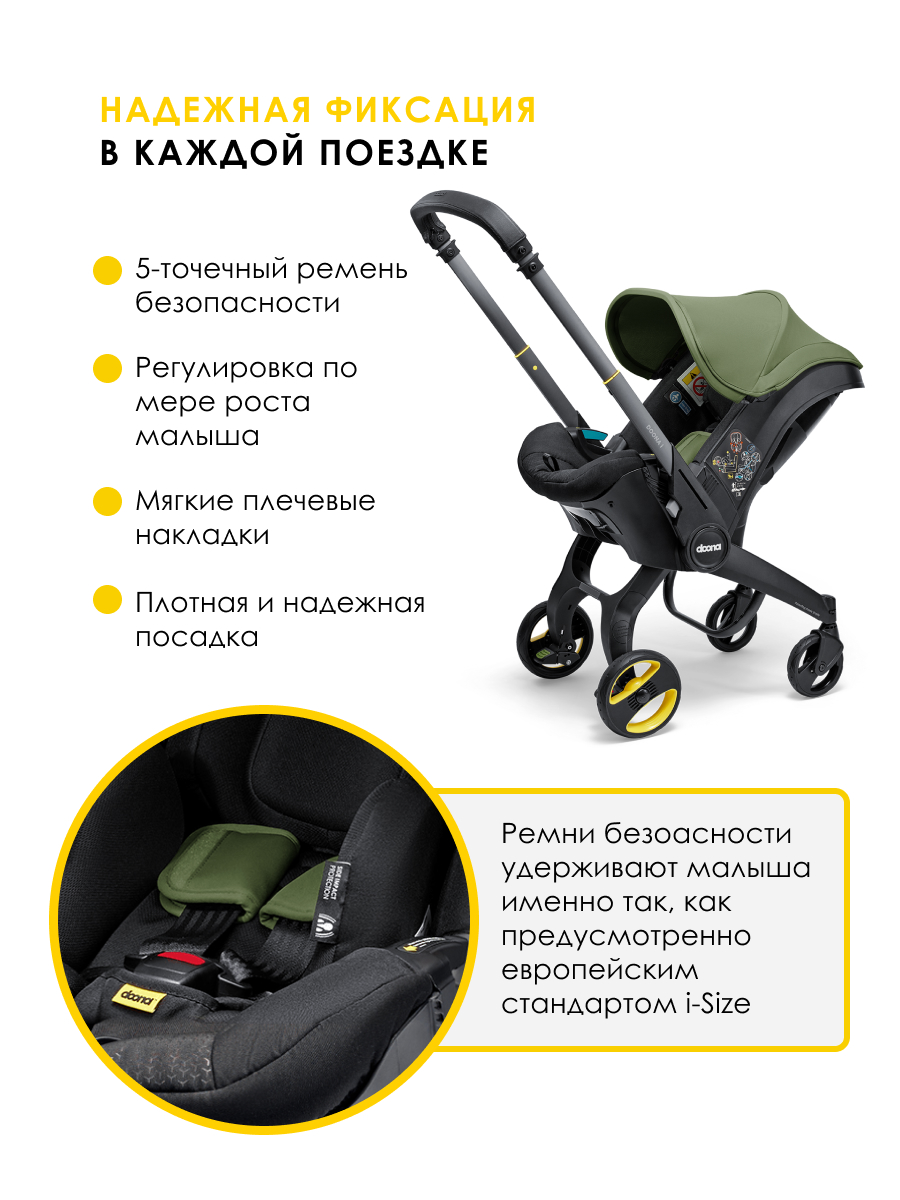 Автокресло Doona i Desert Green Isofix 0 (0 -13 кг) зеленый - фото 4