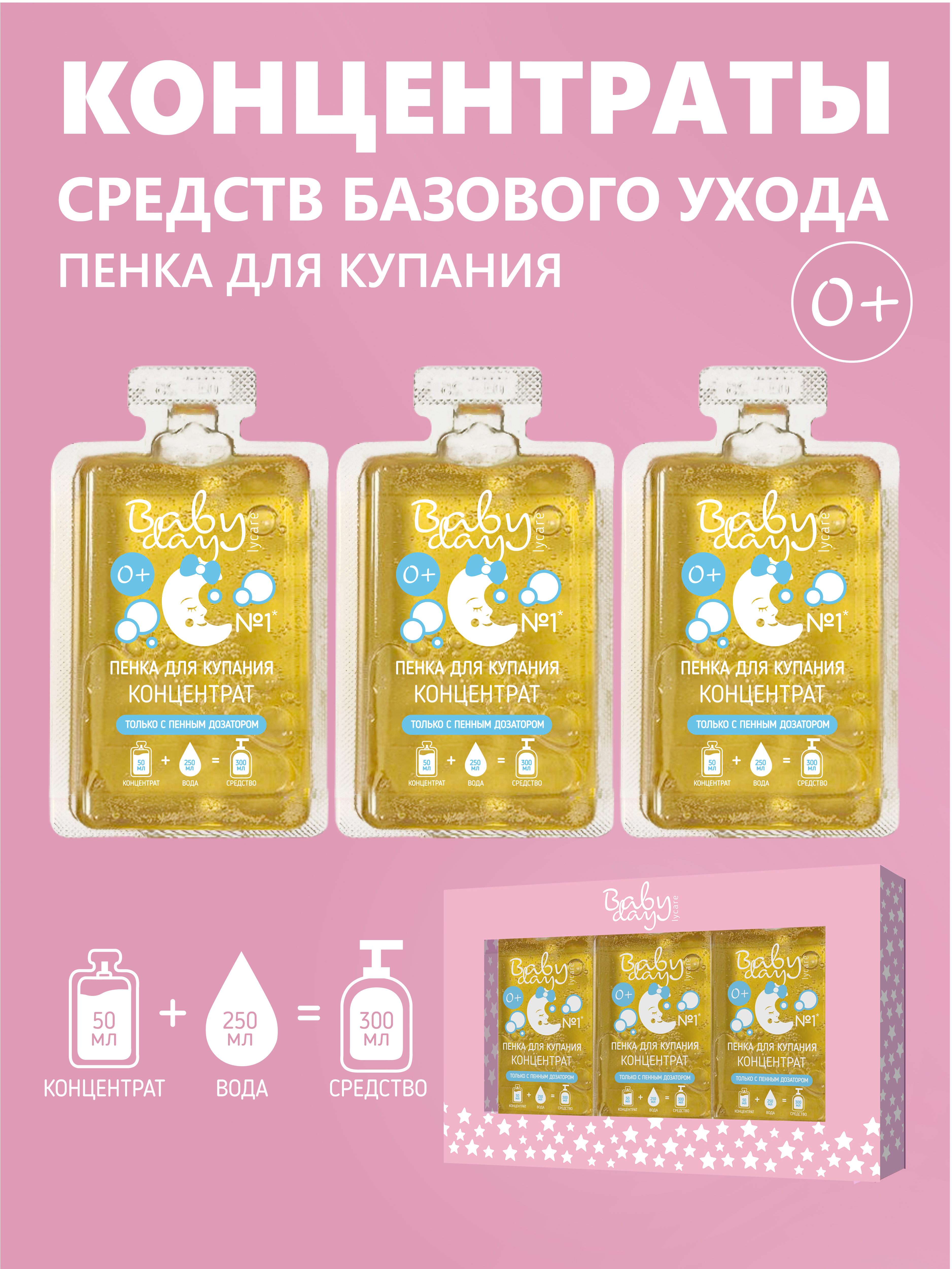 Гель-пена LYCARE BabyDay для купания 3шт. х 50мл - фото 2