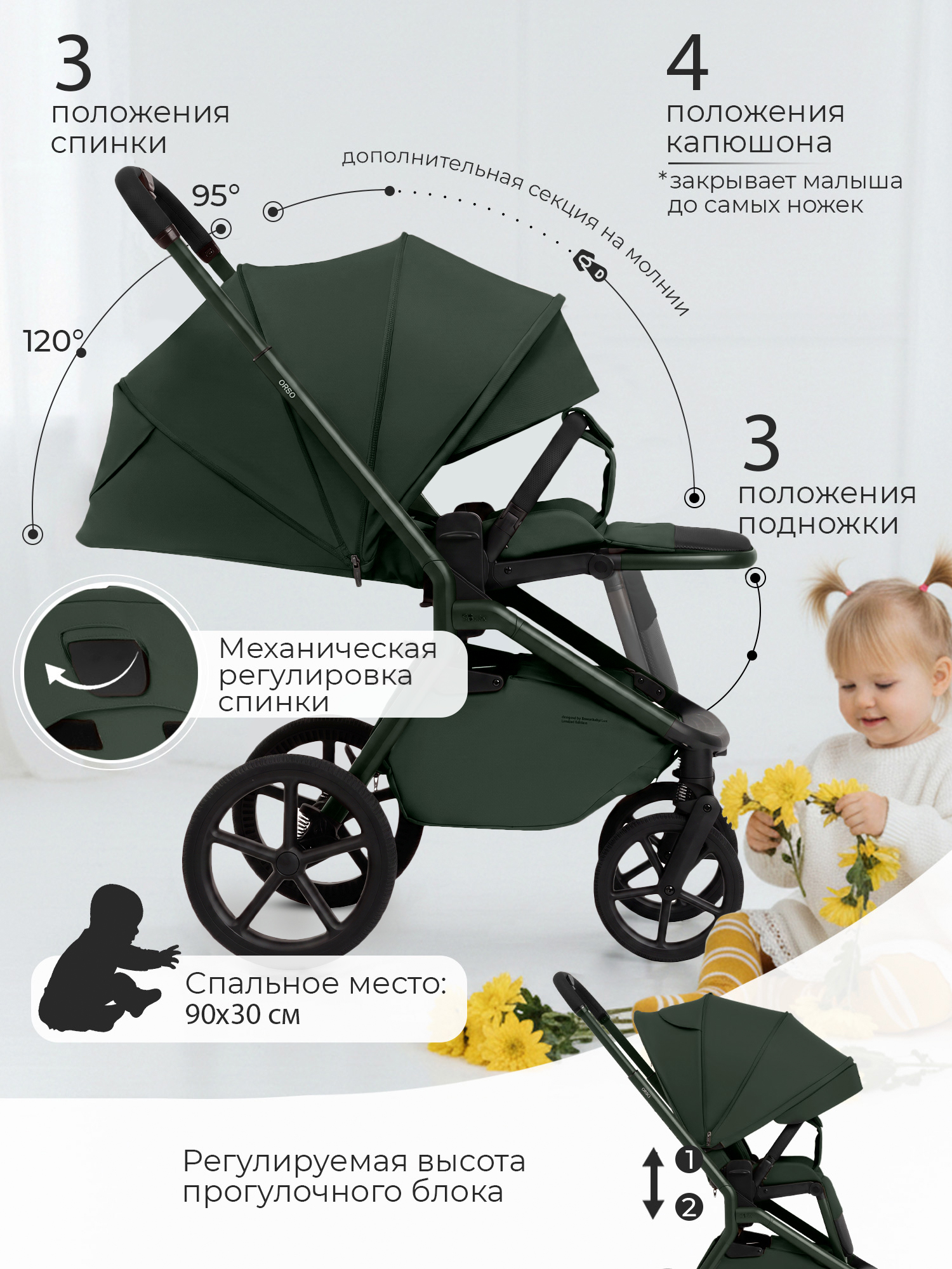 Коляска 2в1 Sweet Baby Orso Forest Green зеленый - фото 17