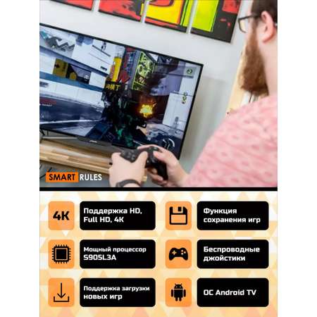 Игровая приставка SmartiNext консоль 64 gb Android Tv 30000игр