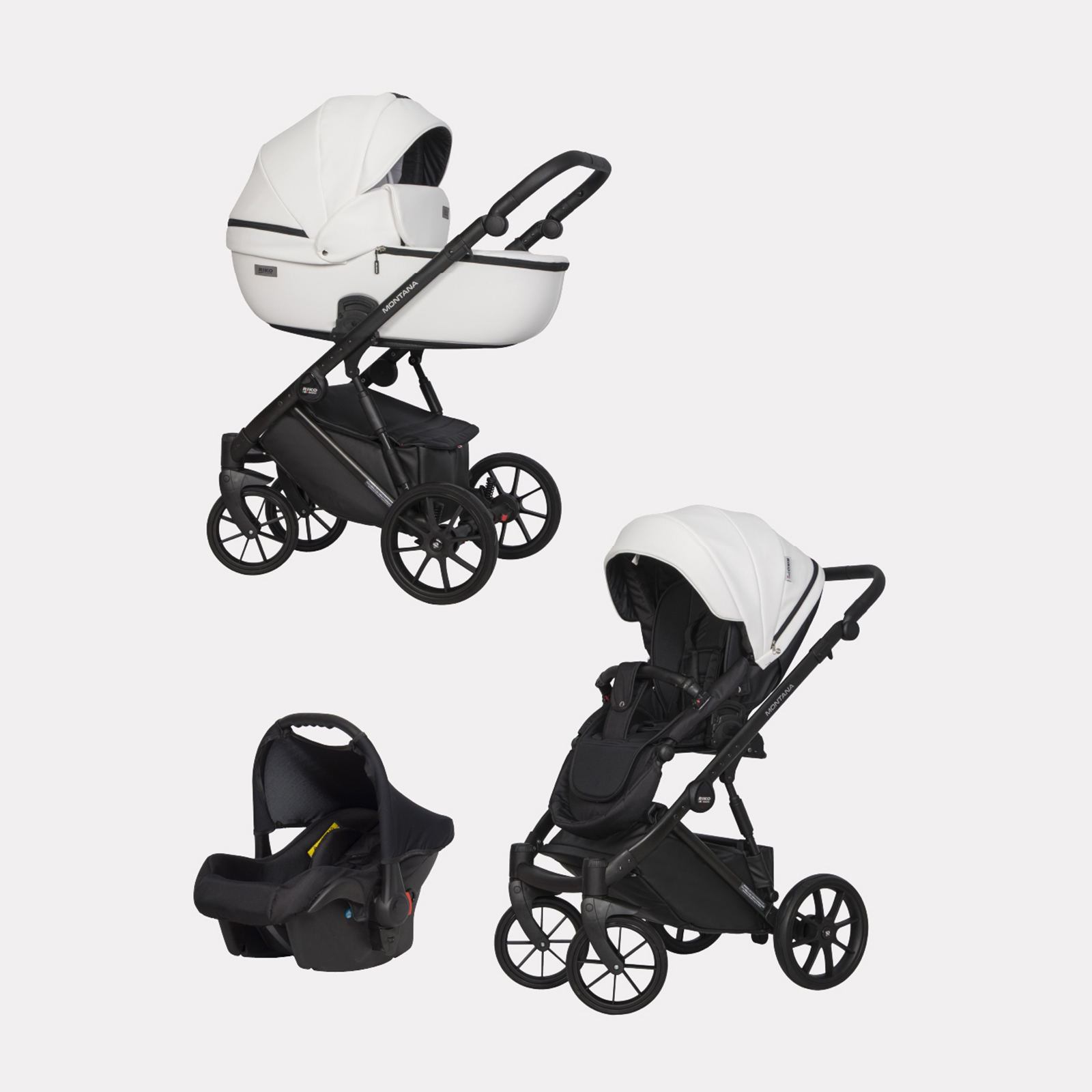 Коляска 3в1 Riko Basic Montana Ecco белый - фото 1