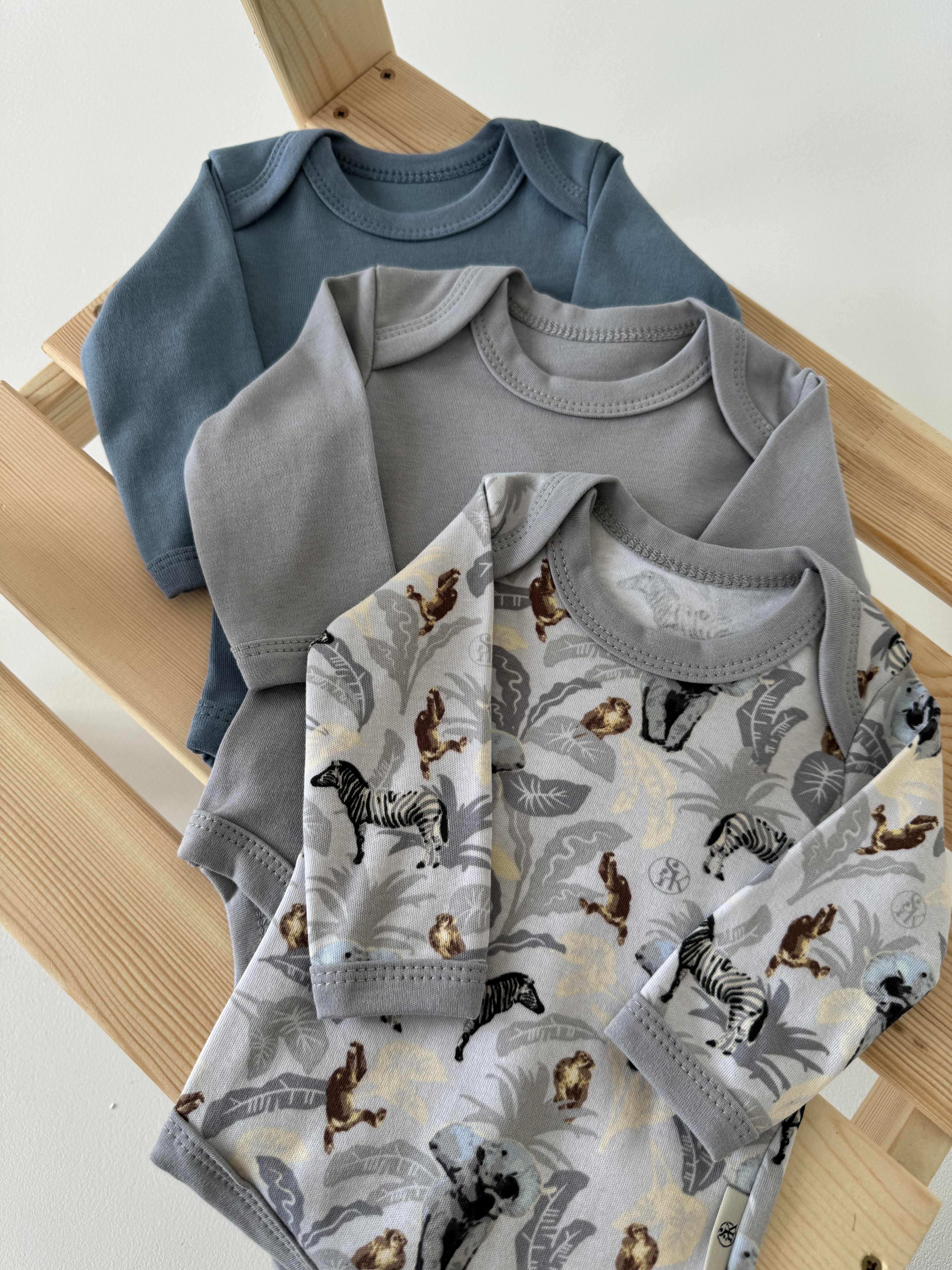 Боди 3 шт Супер Пупс нбр/3пр/боди/sk20джунглисафарисерыйголубой/ - фото 1