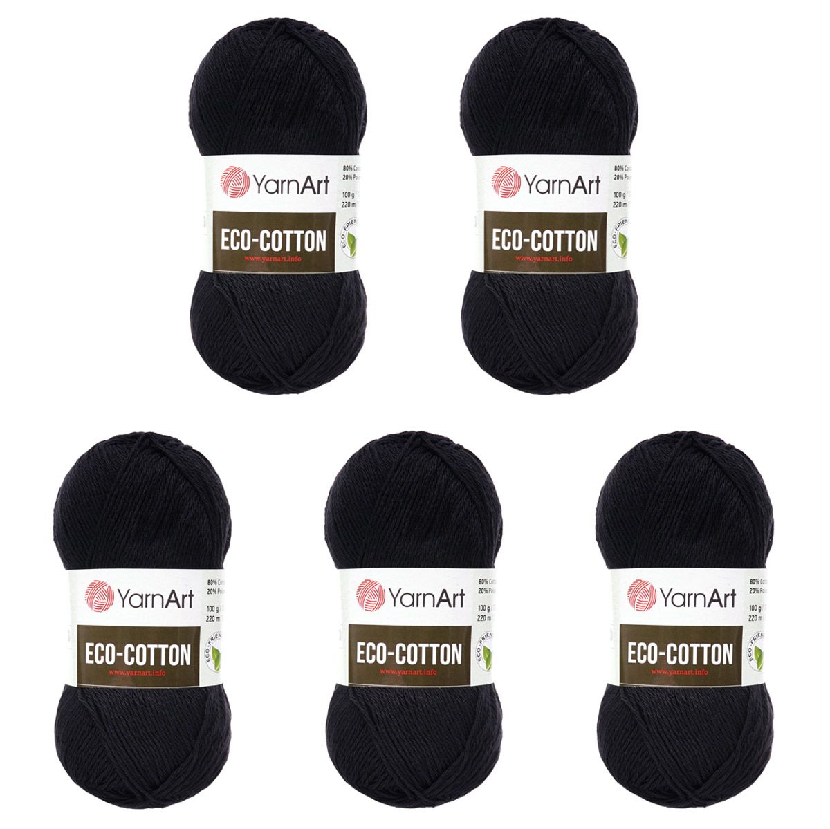 Пряжа YarnArt Eco Cotton комфортная для летних вещей 100 г 220 м 761 черный 5 мотков - фото 5