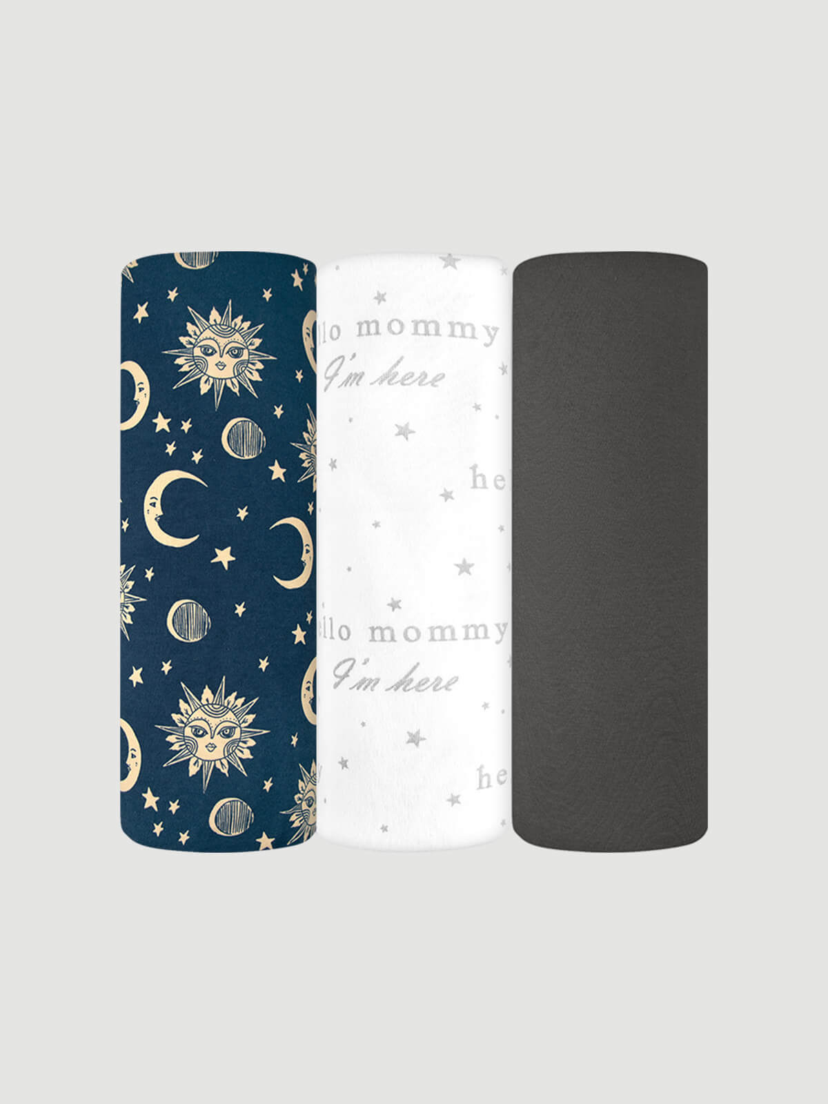 Пелёнка Mjolk Солнце-Луна/Grey/Hello Mommy трикотаж 80х80 см 3 шт. - фото 1