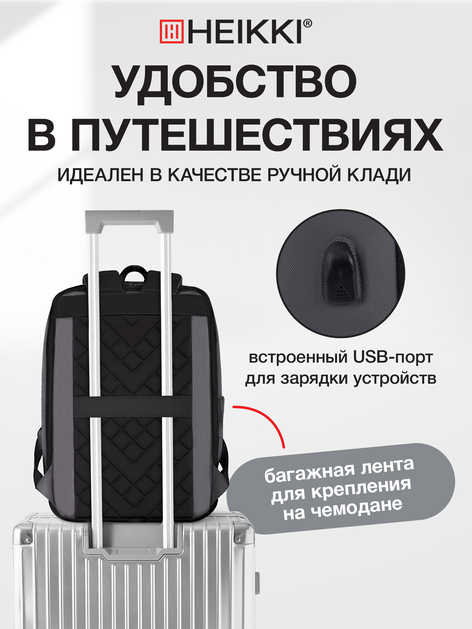 Рюкзак HEIKKI школьный городской для подростков для ноутбука - фото 4
