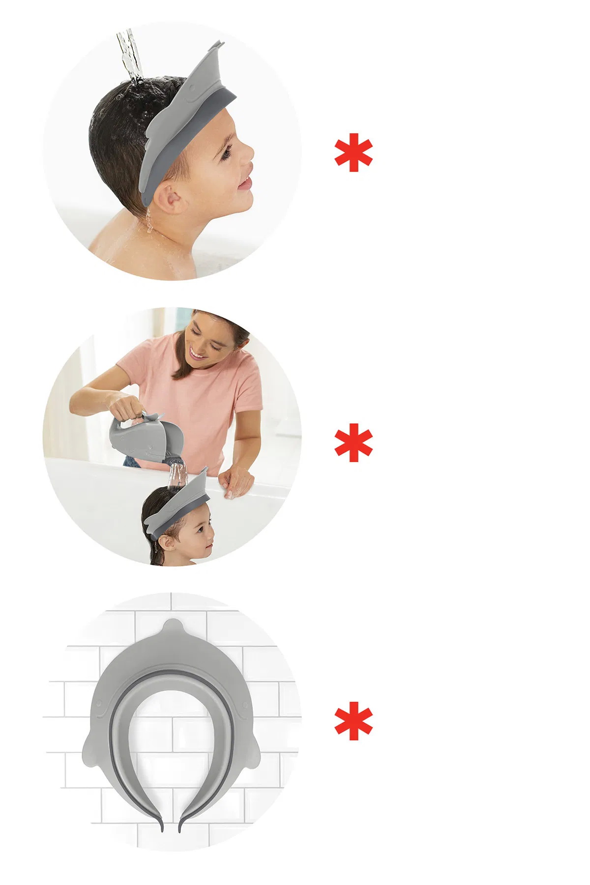 Козырек для мытья головы Skip Hop защищает глаза ребенка серый - фото 3