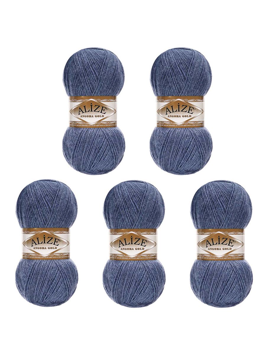 Пряжа Alize мягкая теплая для шарфов кардиганов Angora Gold 100г 550м 5 шт 203 джинс меланж - фото 6