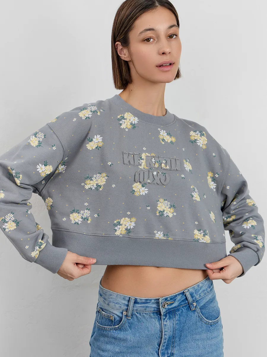 Свитшот Mark Formelle (Марк Формэль) 122966/цветы на сером - фото 8