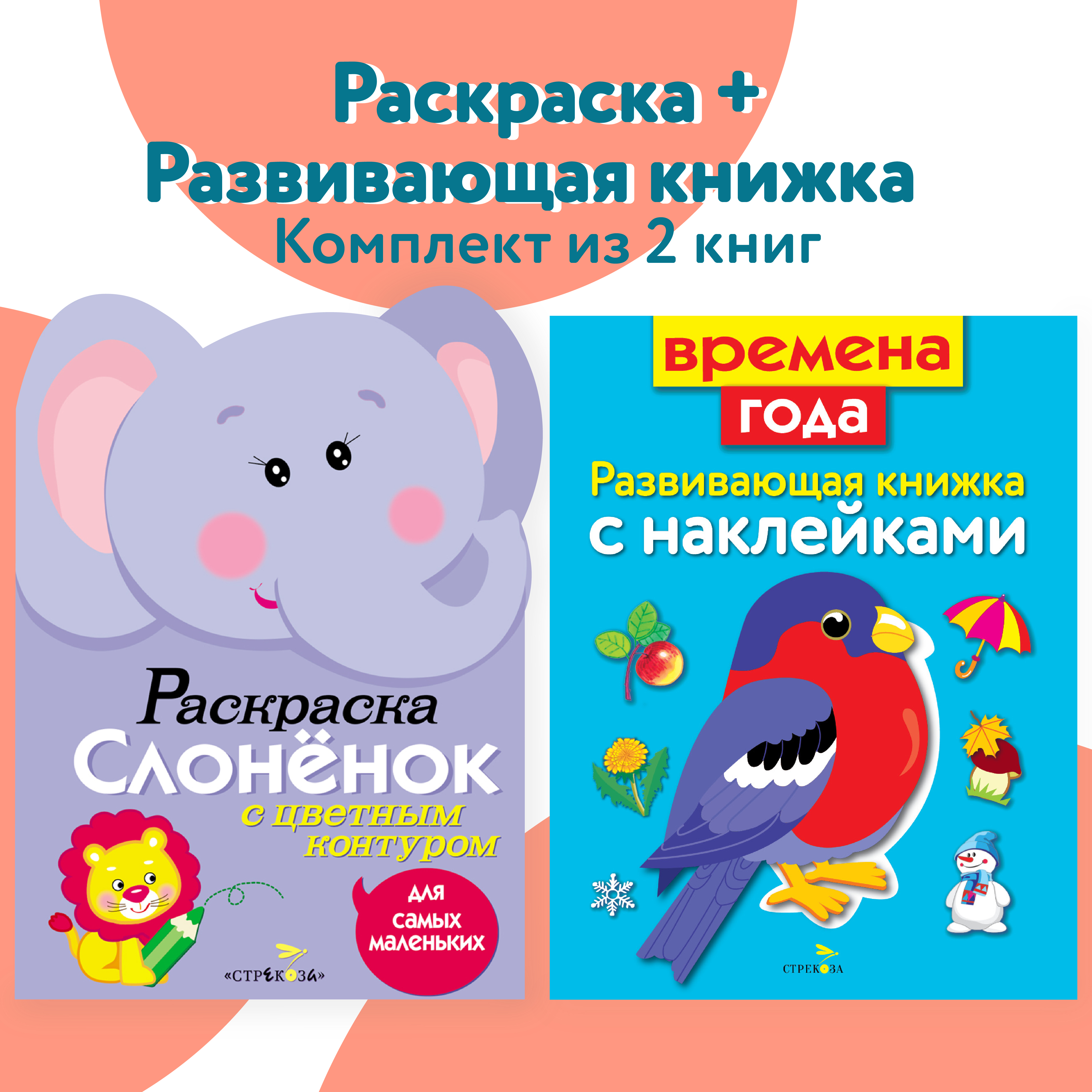 Комплект книг СТРЕКОЗА Раскраска и книжка с наклейками - фото 1