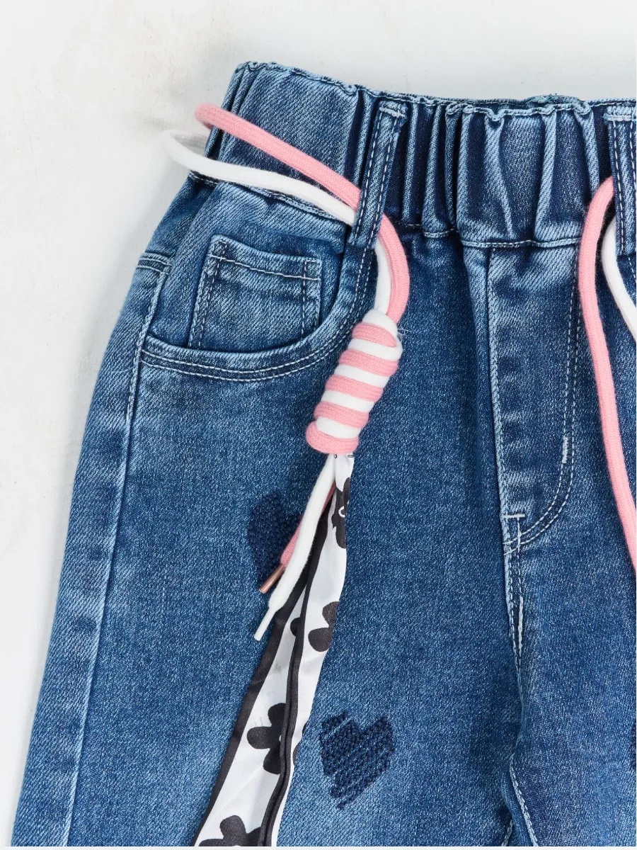 Джинсы iUkoworld Джинсы для девочки широкие палаццо на резинке - фото 3