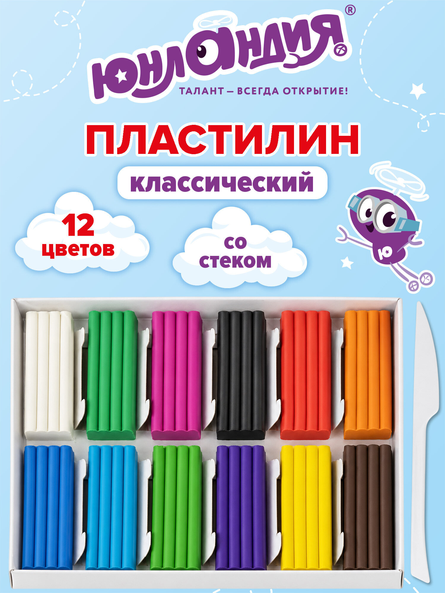 Пластилин Юнландия 12 цв. - фото 1