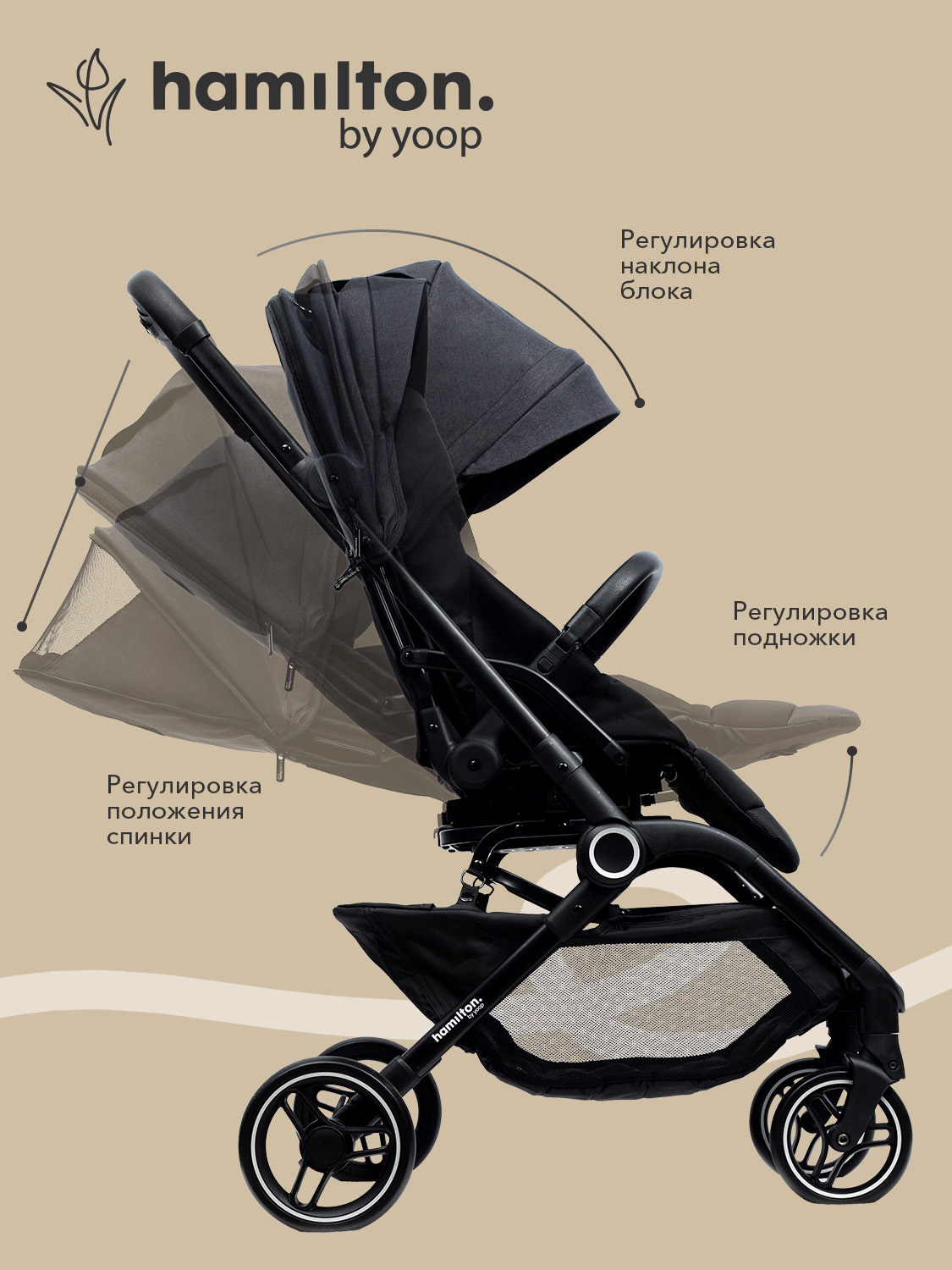 Коляска прогулочная Hamilton by Yoop T1 черный - фото 8