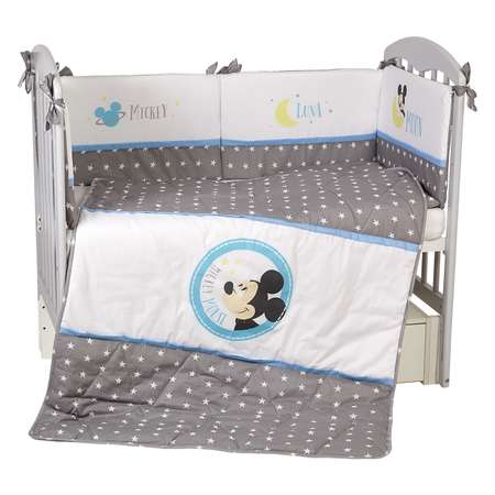 Комплект в кроватку Polini kids Disney Baby Микки Маус 5предметов Серый