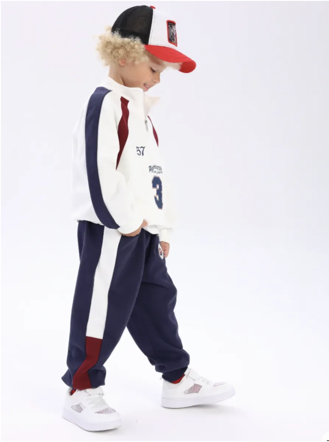 Костюм Everforkids двойка бело-синебордовый с цифрой 3 - фото 4