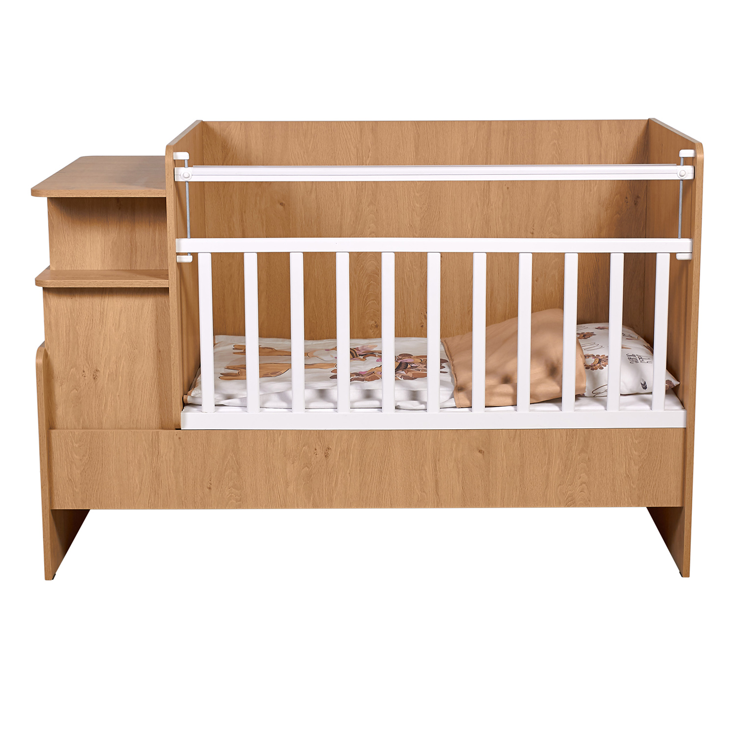 Детская кроватка Polini kids Ameli прямоугольная, без маятника (белый, дуб сонома) - фото 15